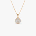 14K Solid Gold Round Diamond Illusion Cluster Disc Necklace 0.42ctw
