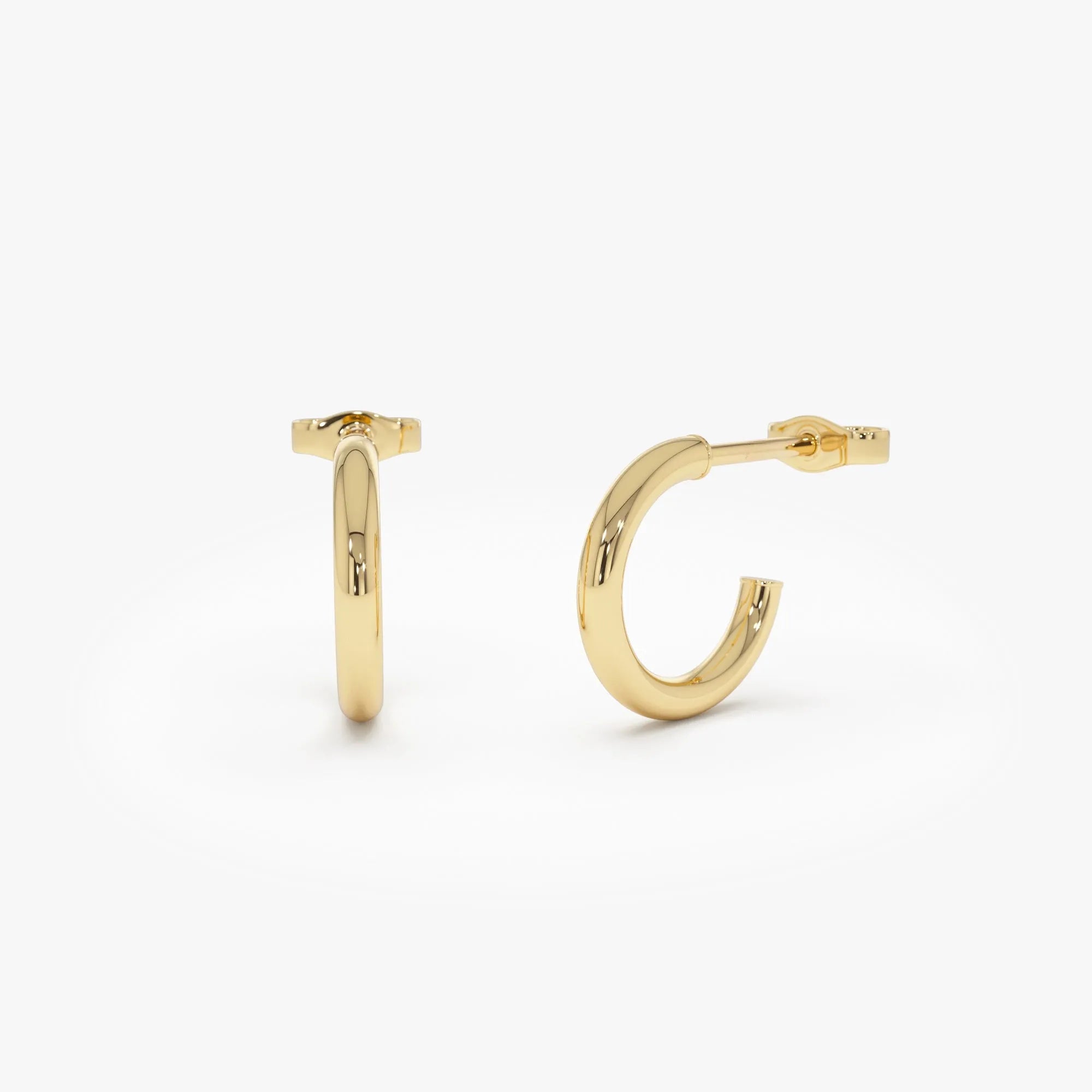 14k Yellow Gold Plain Polished Hoop Earrings 2mm Width 12.25mm