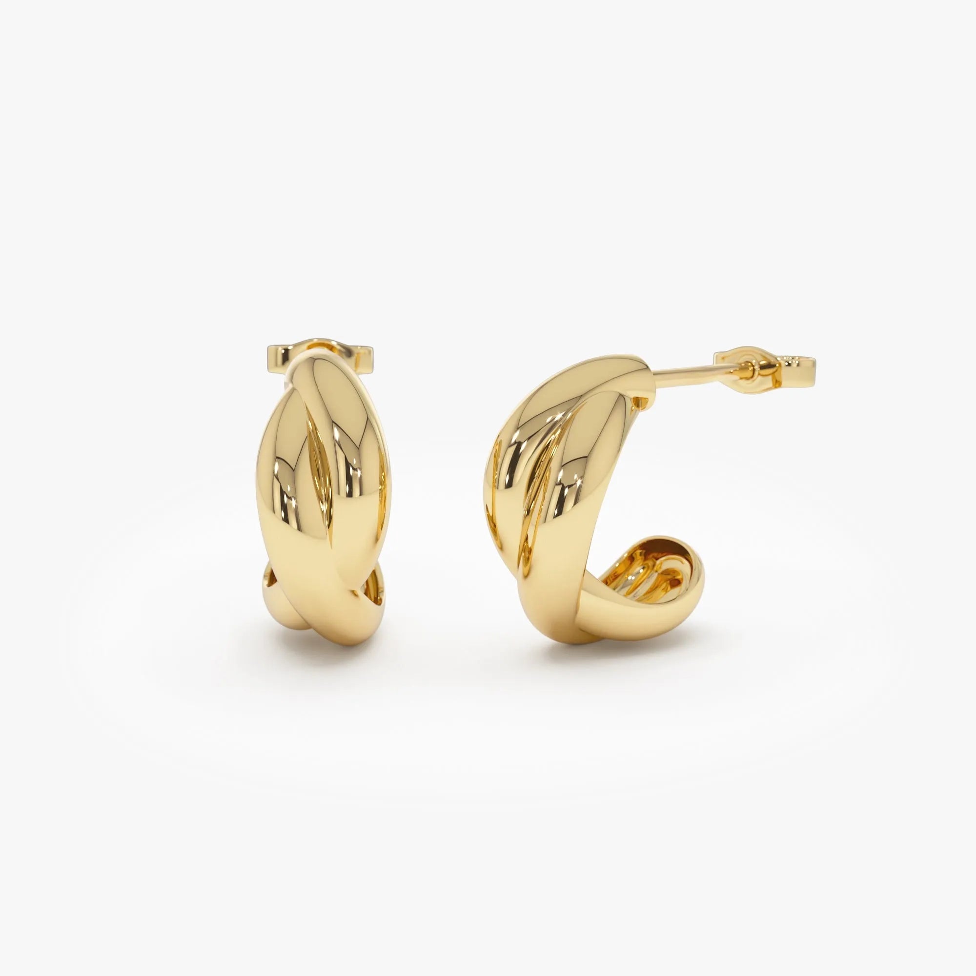 14k Gold Chunky Twisted Hoop Earrings 16mm x 6.8mm
