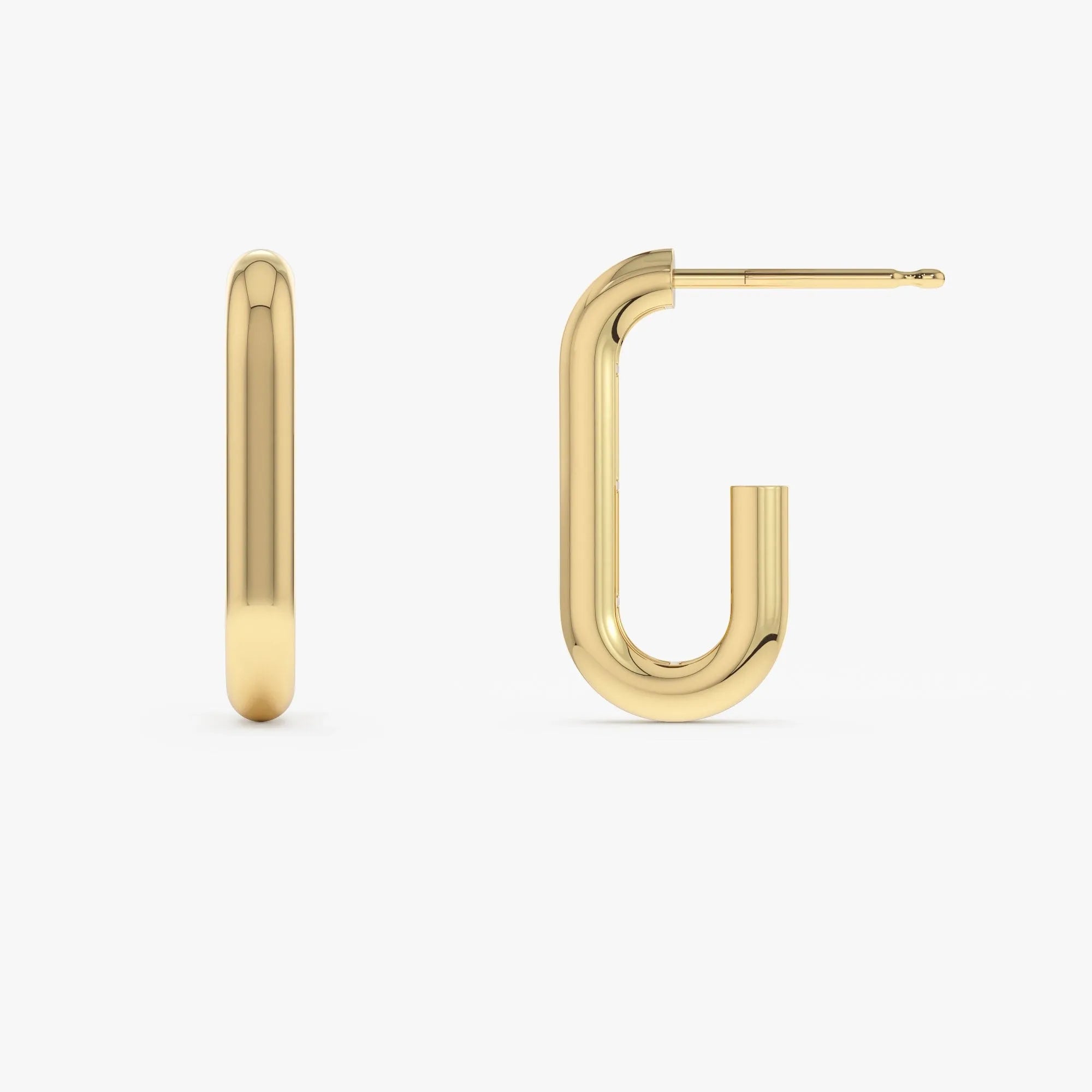 14k Gold Bold Paperclip Link Hoop Earrings 18mm Drop 3.5mm Width