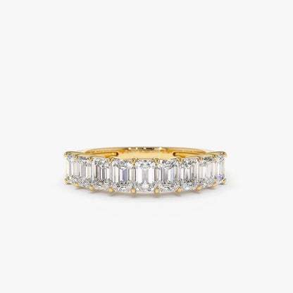14k Gold 1.01 CTW Emerald Cut Diamond Prong Set Wedding Band