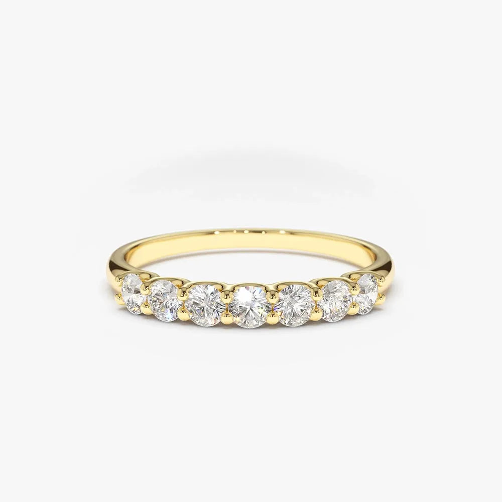 14k Gold 0.45 CTW Round Diamond 7 Stone U-Shaped Wedding Band