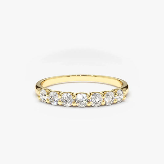 14k Gold 0.45 CTW Round Diamond 7 Stone U-Shaped Wedding Band