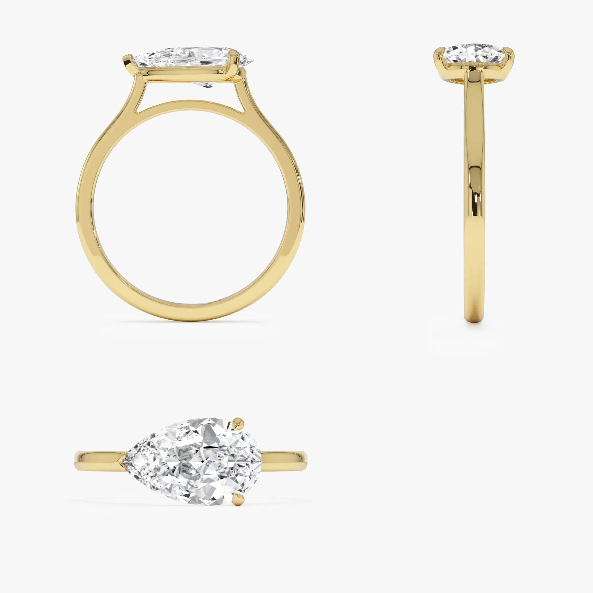 14k Gold 1 Carat Pear Lab Grown Diamond East-West Set Ring Daria
