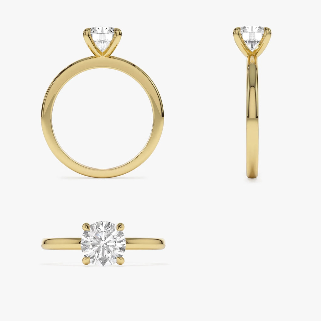 14k Gold Lab Grown Diamond Round Engagement Ring Valerie Four Prong Setting 0.75 to 1.50 ctw
