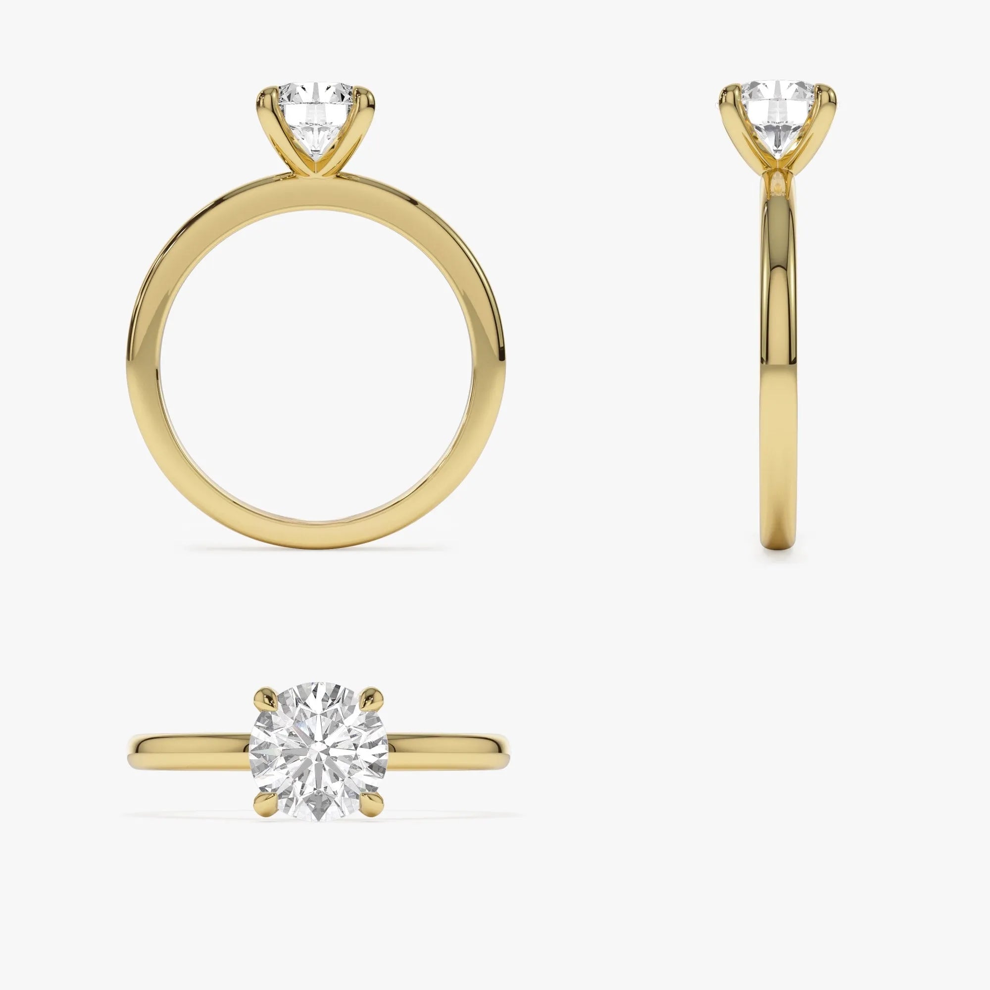 14k Gold Lab Grown Diamond Round Engagement Ring Valerie Four Prong Setting 0.75 to 1.50 ctw