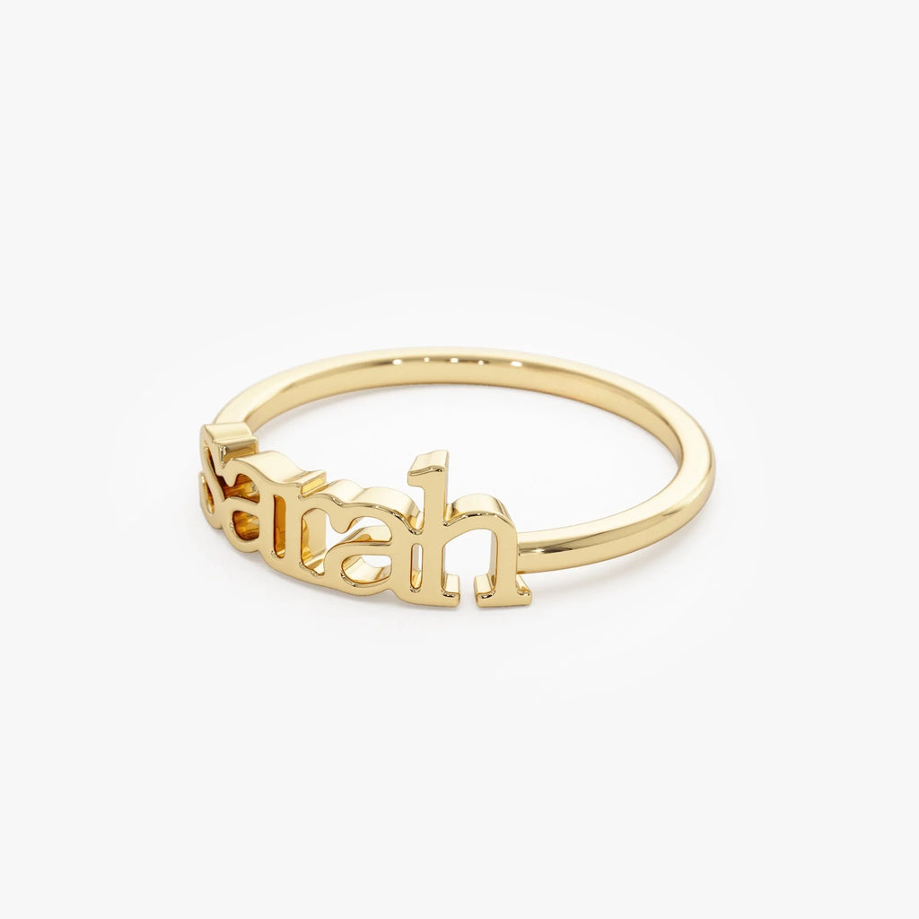 14K Solid Gold Personalized Custom Name Ring Handcrafted Jewelry