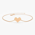 14K Solid Gold Heart Shape Charm Link Bracelet