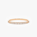 14K Gold Round Diamond 0.10ctw 11 Stone Half Eternity Micro Pave Stackable Wedding Band