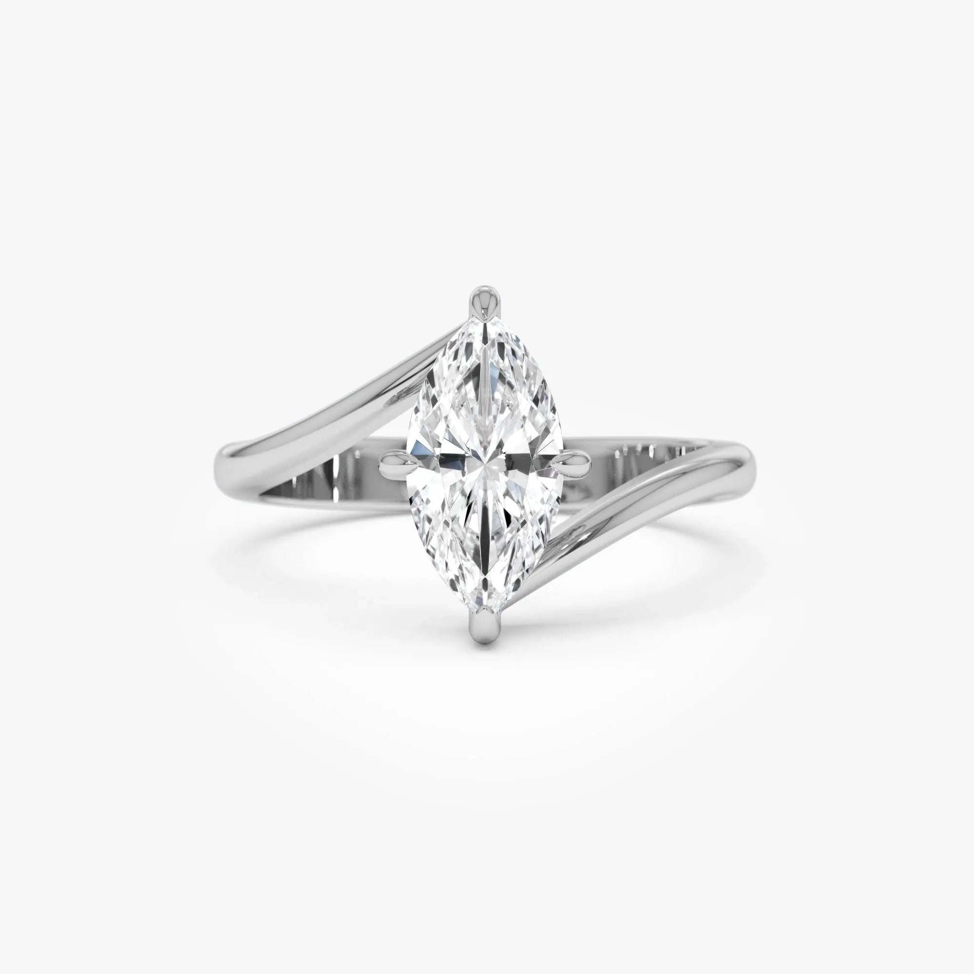 14k Gold 1.50 Ctw Lab Grown Diamond Marquise Bypass Setting Engagement Ring Leda
