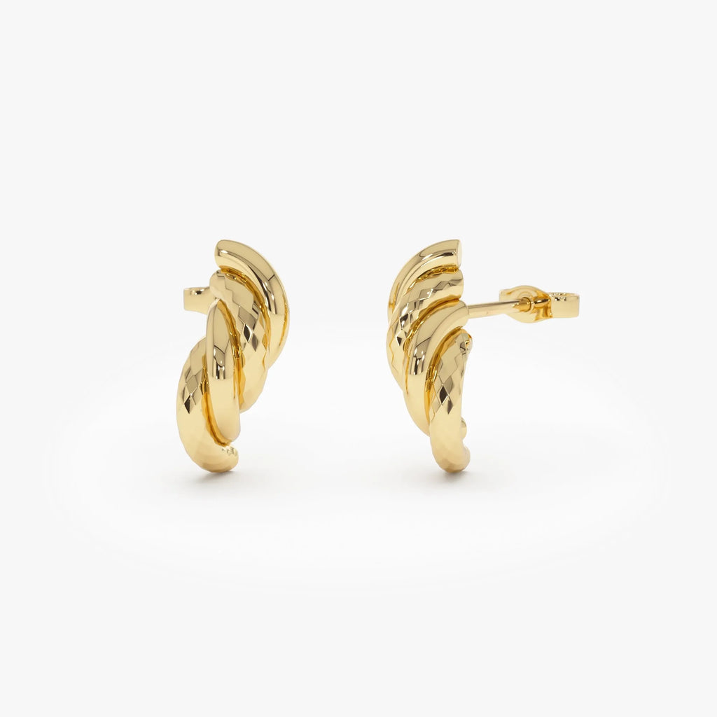 14k Yellow Gold Twisted Curve Earrings 16mm Length 5.75mm Width