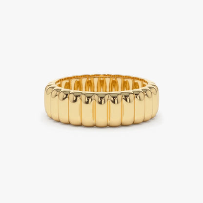14K Solid Gold Bold Dome Statement Minimalist Band Ring