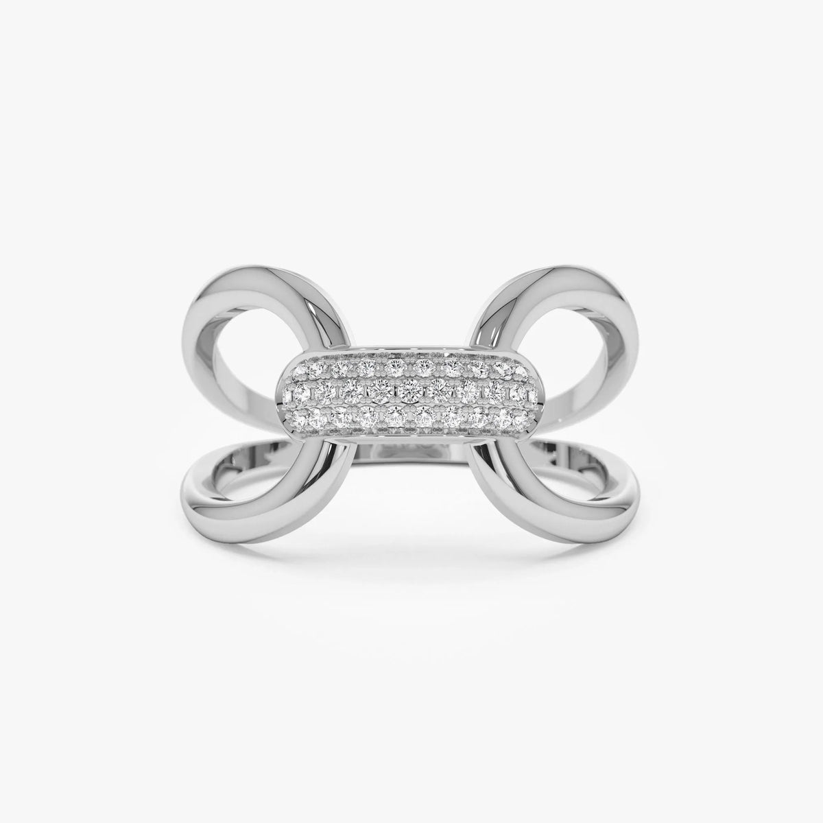14K Solid Gold Round Diamond 0.15 Carat Folded Micro Pave Ring