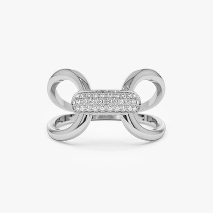 14K Solid Gold Round Diamond 0.15 Carat Folded Micro Pave Ring