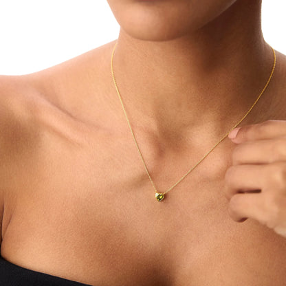 14k Solid Gold Peridot Heart Shaped Layering Necklace 0.55 Carat