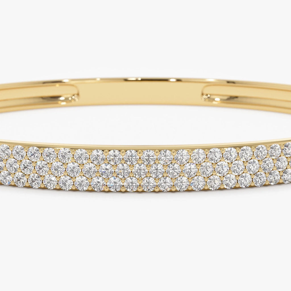 14K Solid Gold 1.05 CTW Round Diamond Crossover Graduating Bangle