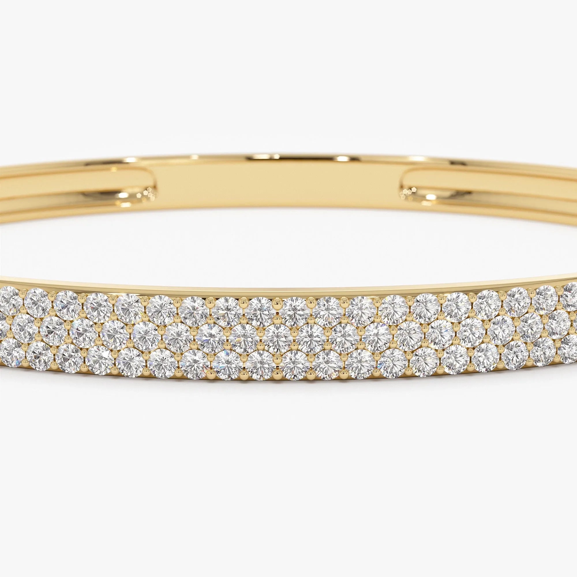 14K Solid Gold 1.05 CTW Round Diamond Crossover Graduating Bangle