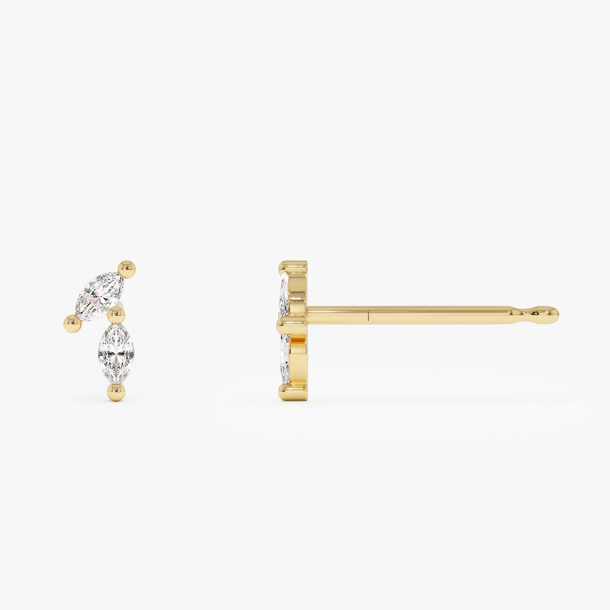 14k Gold Diamond Marquise Cut Double Stud Earrings 0.28 ctw
