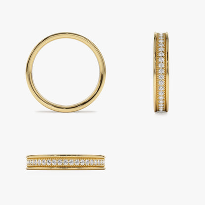 14K Solid Gold Round Natural Diamond Milgrain Full Eternity Ring 0.30 ctw