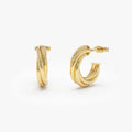 14k Yellow Gold Bold Twisted Curve Hoop Earrings 15mm 3.75mm Width