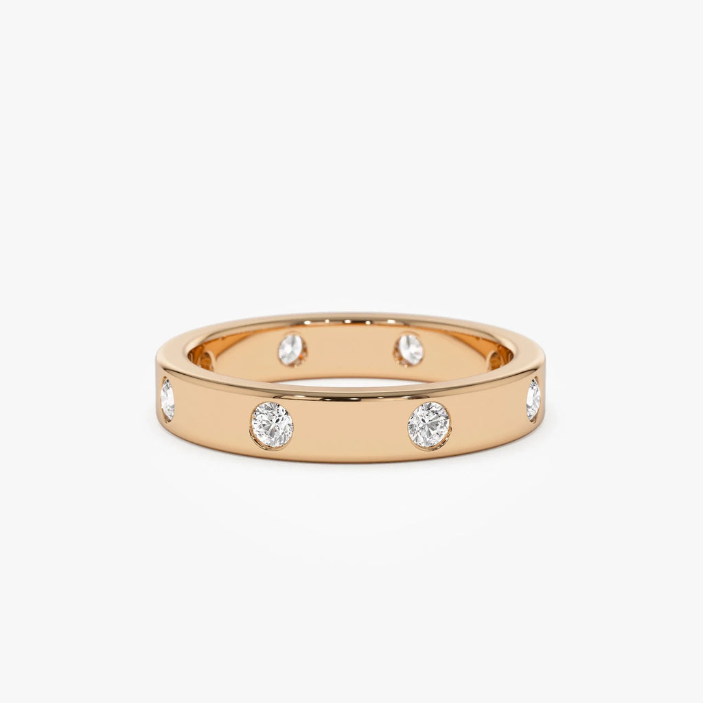14k Solid Gold Round Diamond 0.42 ctw Full Eternity Flush Setting Band