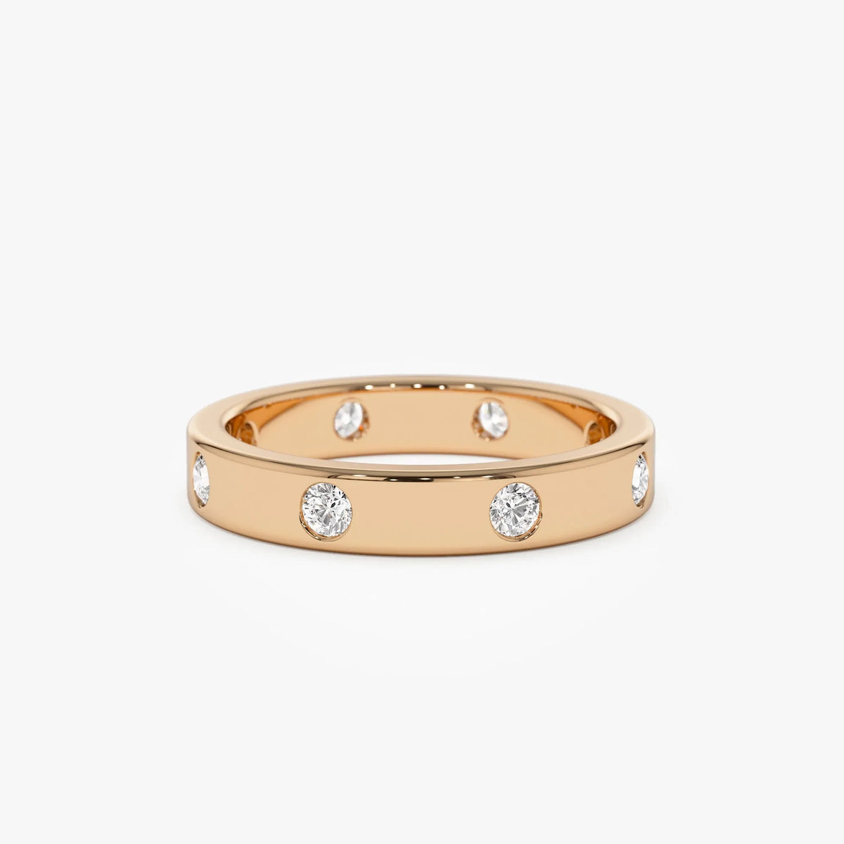 14k Solid Gold Round Diamond 0.42 ctw Full Eternity Flush Setting Band