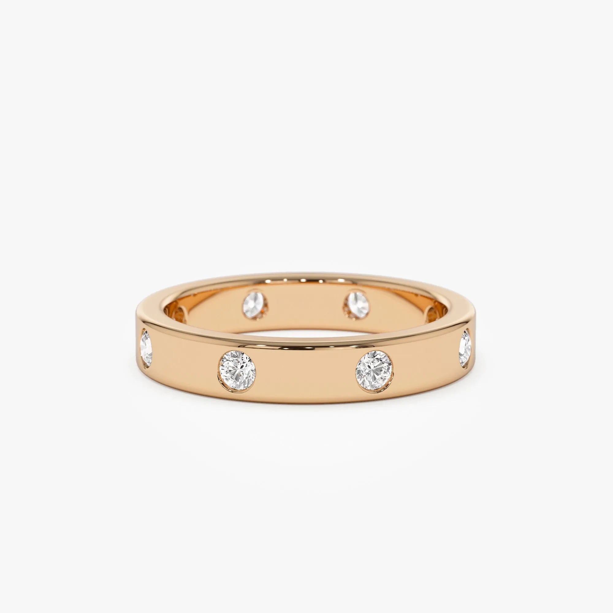14k Solid Gold Round Diamond 0.42 ctw Full Eternity Flush Setting Band