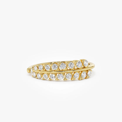 14k Gold Leaf Inspired Diamond Wrap Ring 0.30 ctw