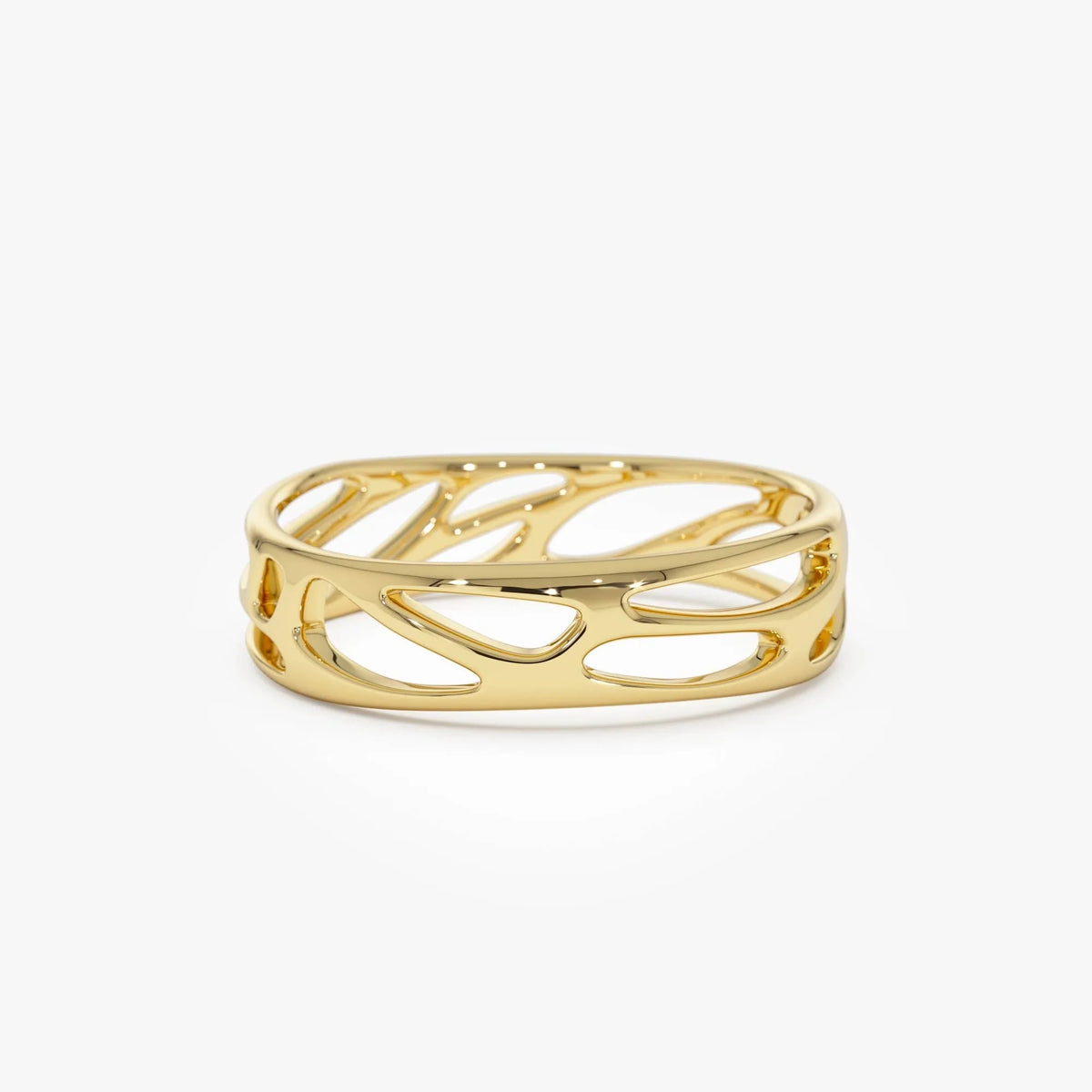 14k Gold Sculptural Statement Ring 5mm Wide Modern Band
