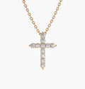 14K Solid Gold Round Diamond Cross Pendant Necklace Prong Setting 0.35ctw