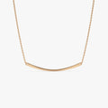 14k Solid Gold Minimalist Curved Bar Pendant Necklace