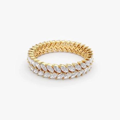14k Gold 1.82 CTW Marquise Diamond Double Row Prong Set Ring
