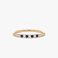 14k Gold Sapphire and Diamond Round Cut Petite Ring 0.11 ctw