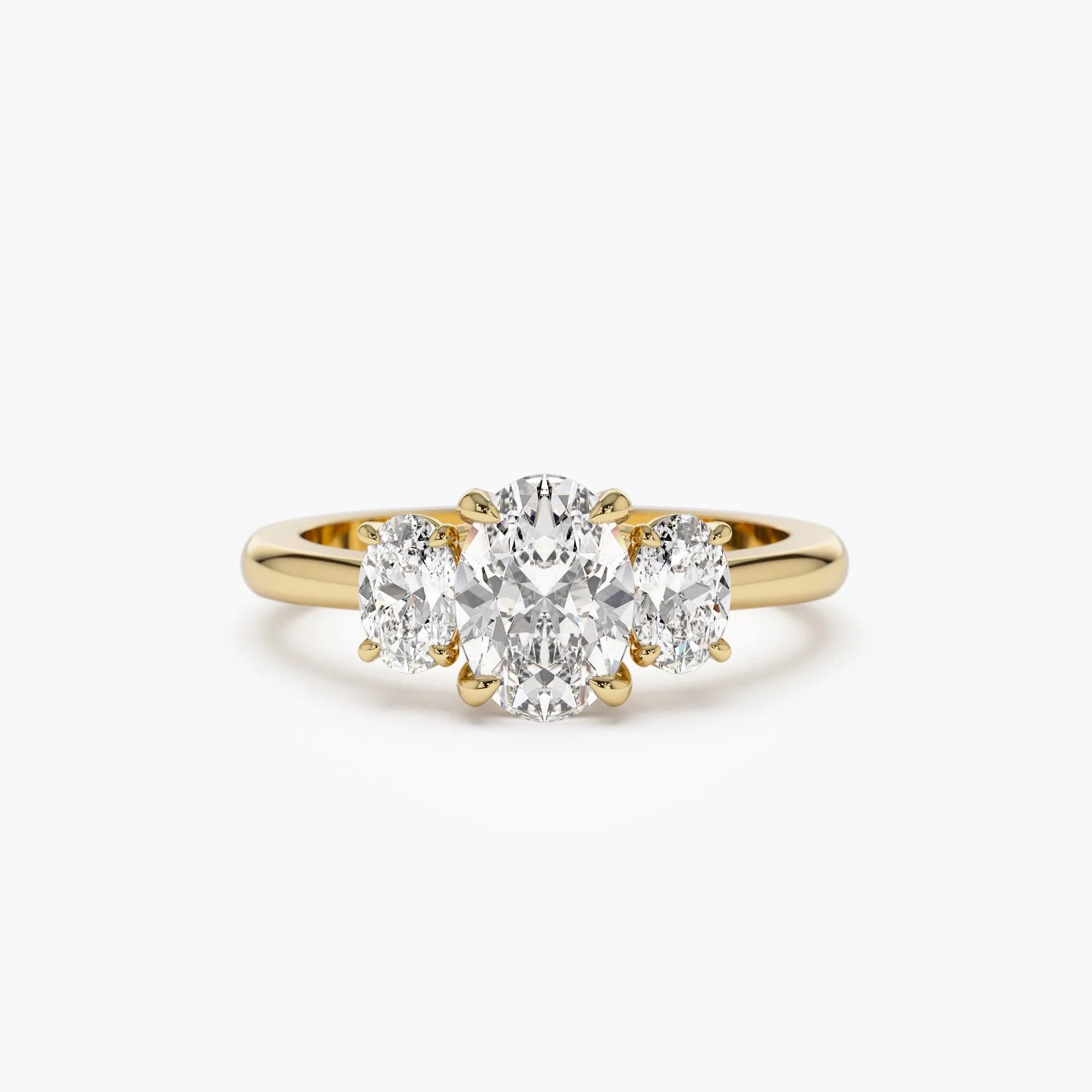 14k Solid Gold Lab Grown Diamond Oval Three Stone Engagement Ring 1.50 ctw Serena