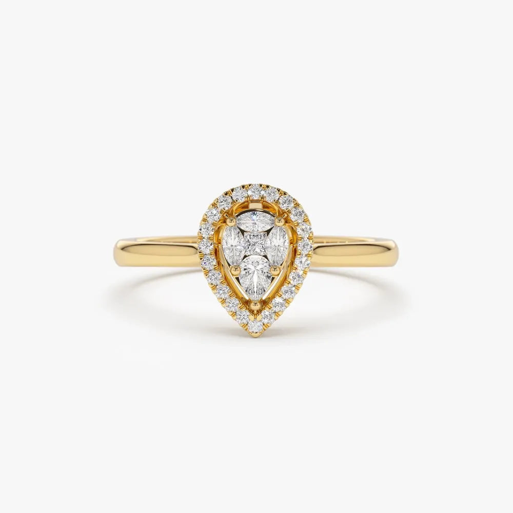 14k Gold Diamond Pear Shape Engagement Ring Illusion Set 0.35 ctw