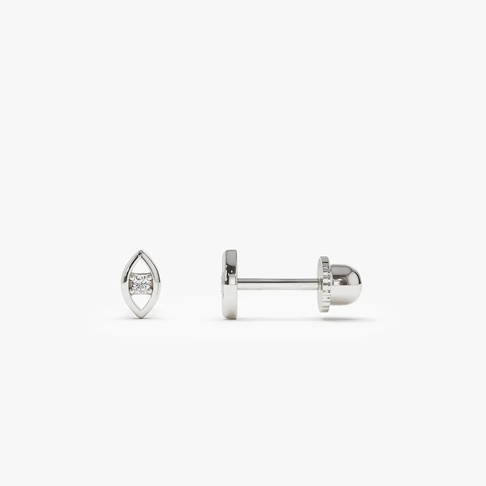 14k Gold Diamond Round Cut Evil Eye Helix Piercing Single Earring 0.025 ctw