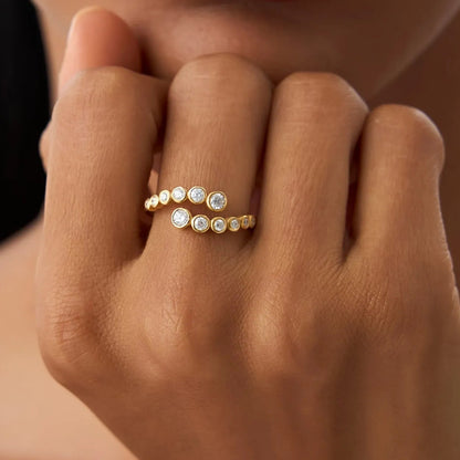 14k Gold Round Diamond 0.35 ctw Bypass Curve Bezel Setting Ring