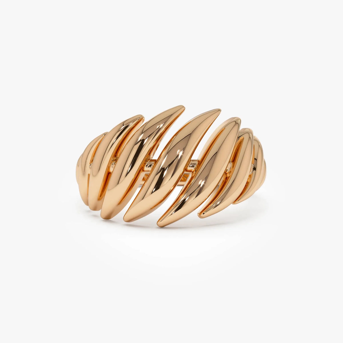 14k Gold Chunky Wave Dome Cocktail Ring 11.75mm Wide Statement Band