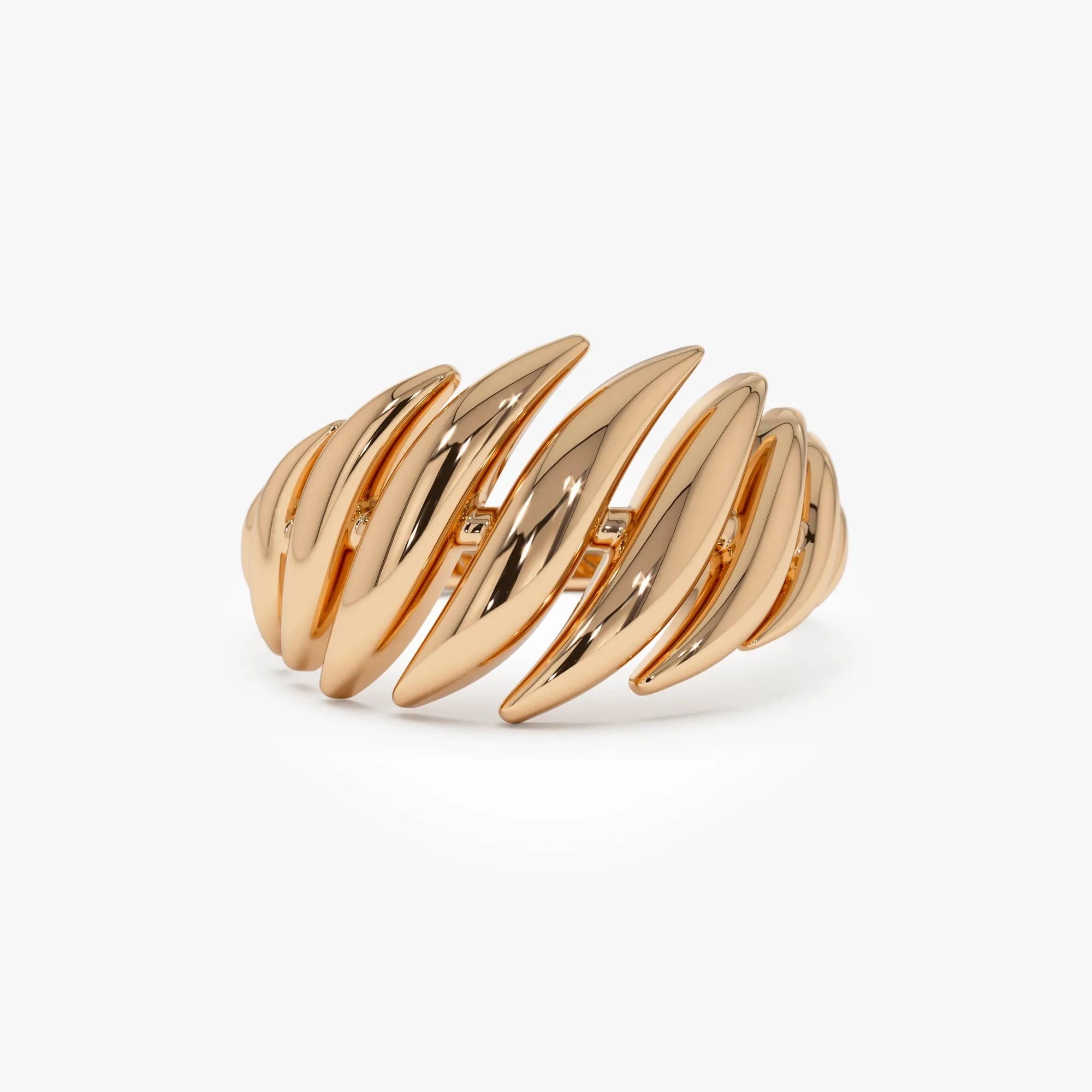 14k Gold Chunky Wave Dome Cocktail Ring 11.75mm Wide Statement Band