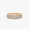 14k Gold Round Diamond 0.68ctw 4 Row Micro Pave Half Eternity Wedding Band