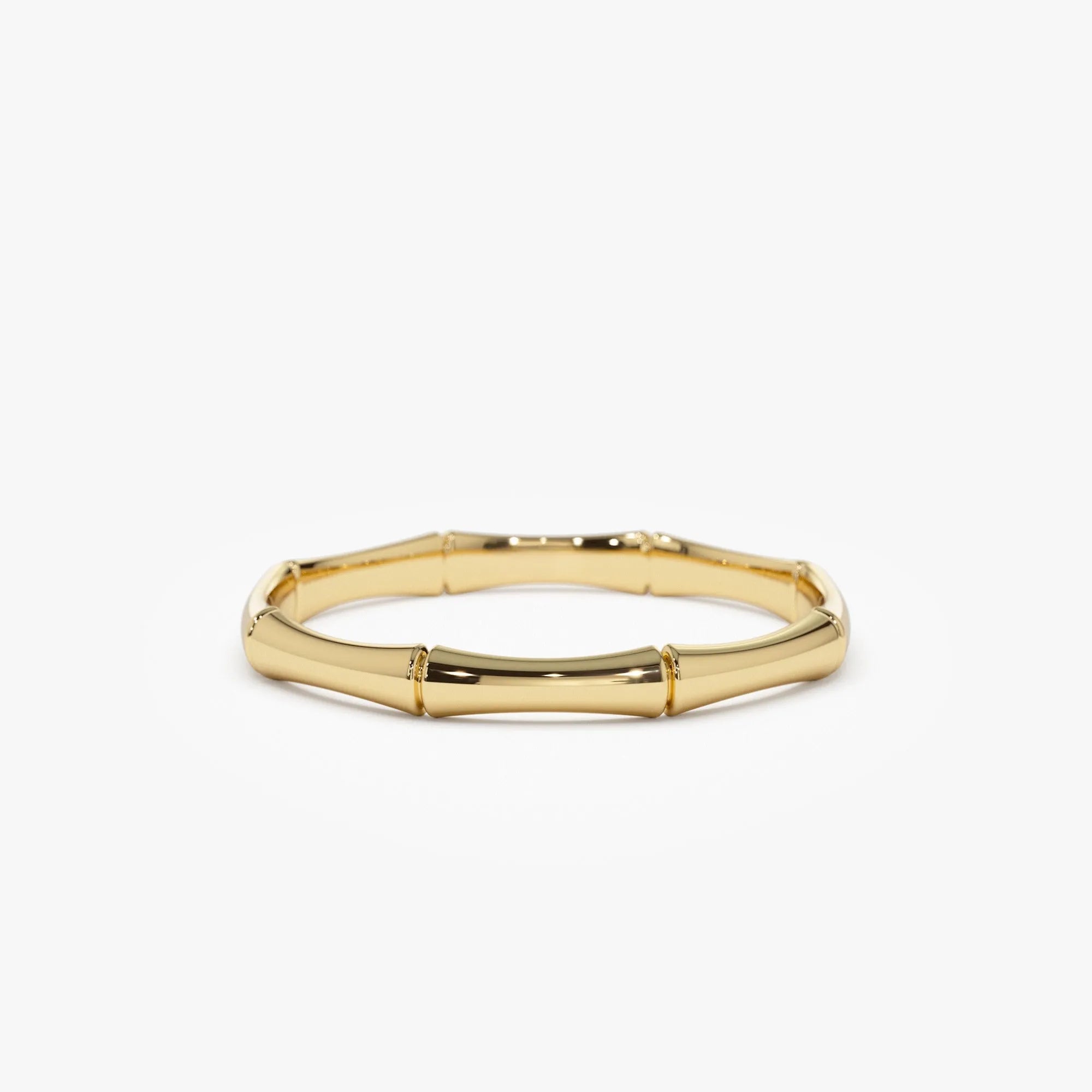 14k Solid Gold Bamboo Minimalist Stackable Band Ring