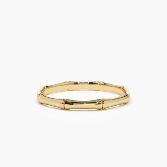 14k Solid Gold Bamboo Minimalist Stackable Band Ring