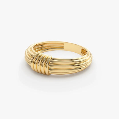 14k Ribbed Dome Graduating Gold Ring