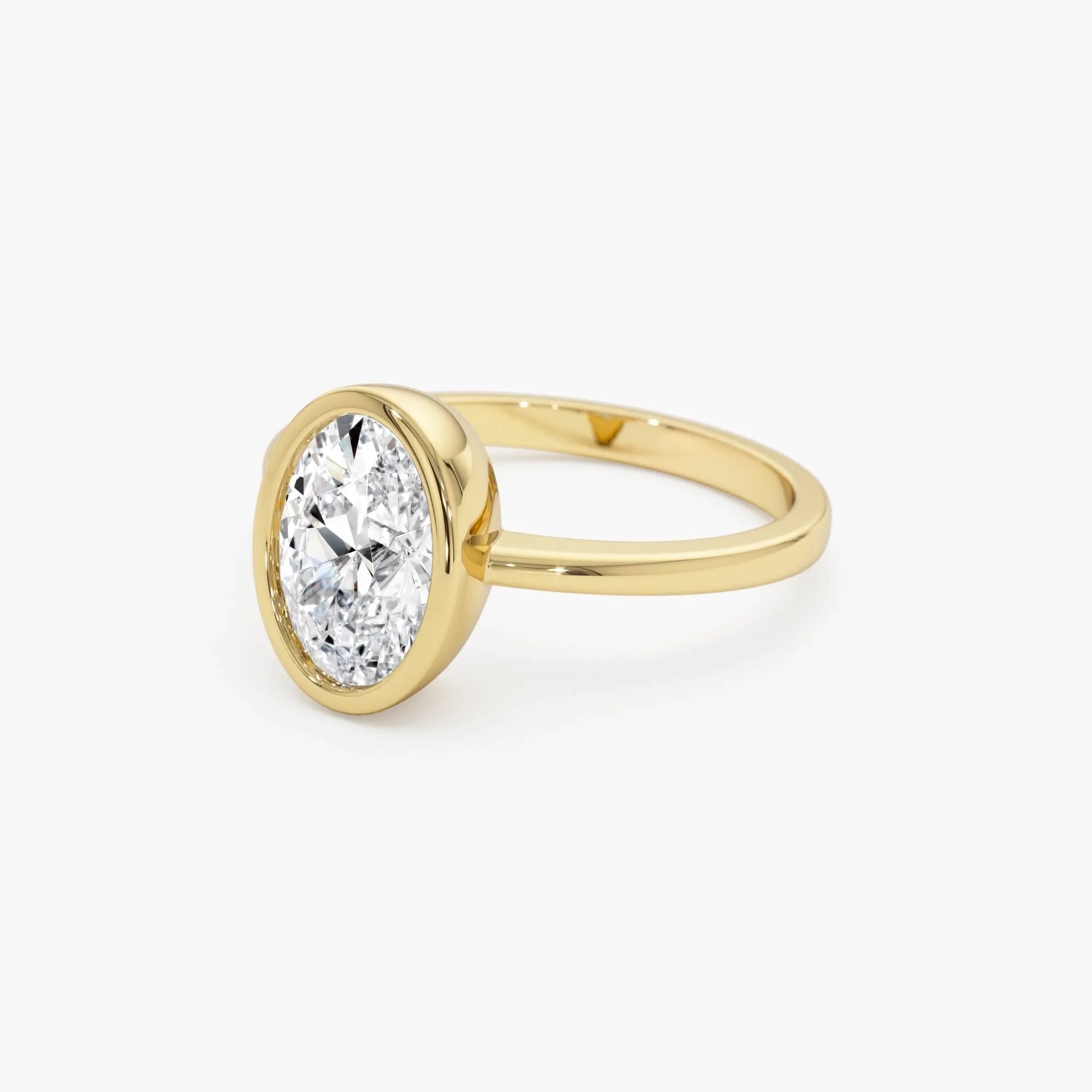 14k Gold 1.50 Ctw Oval Lab Grown Diamond Bezel Setting Engagement Ring Celina