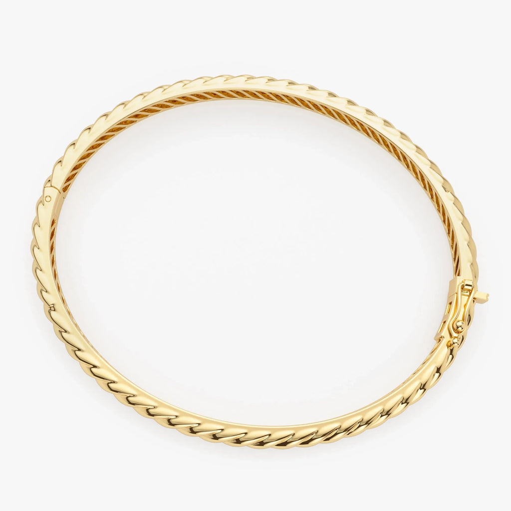 14K Solid Gold Twist Rope Cable Bangle