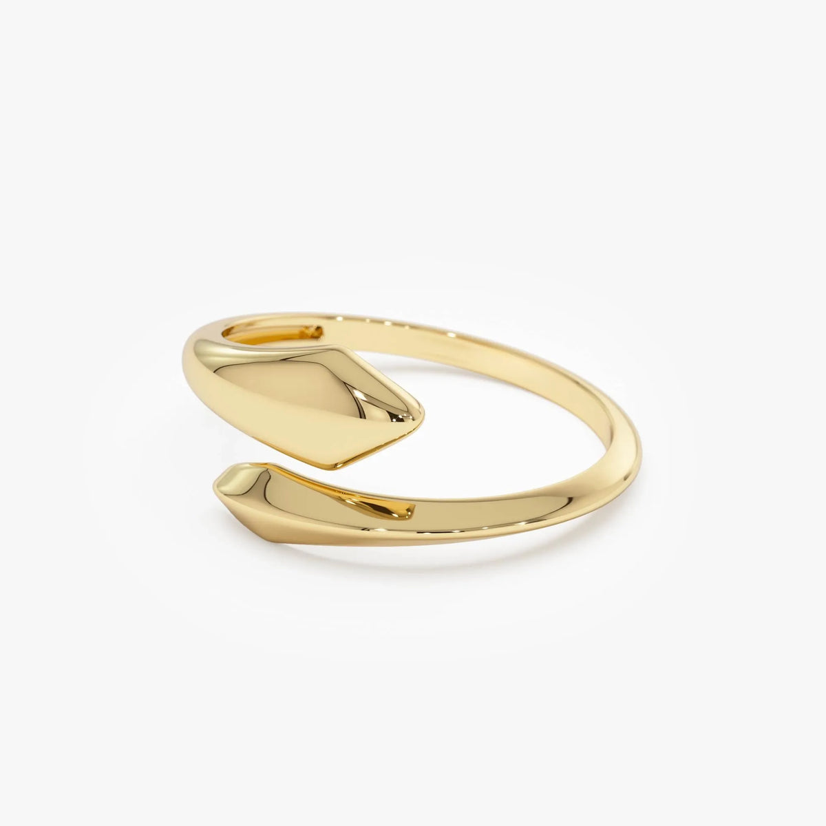 14k Gold Tapered Bypass Ring Wide Statement Band