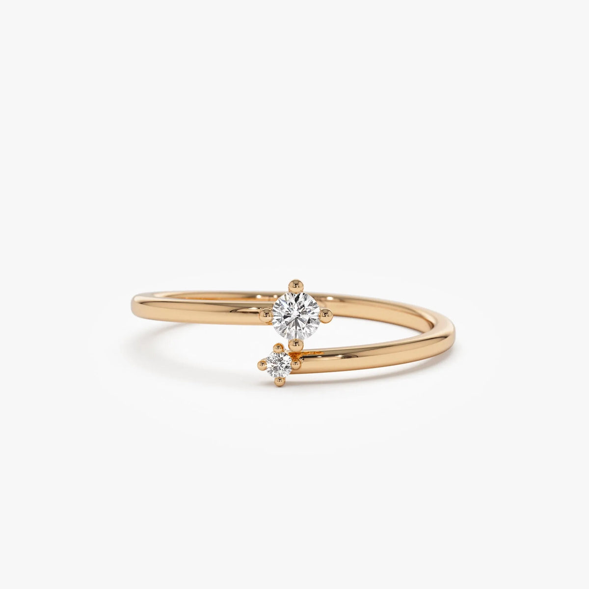 14k Gold Diamond Round Cut Duo Two-Stone Ring 0.10 ctw