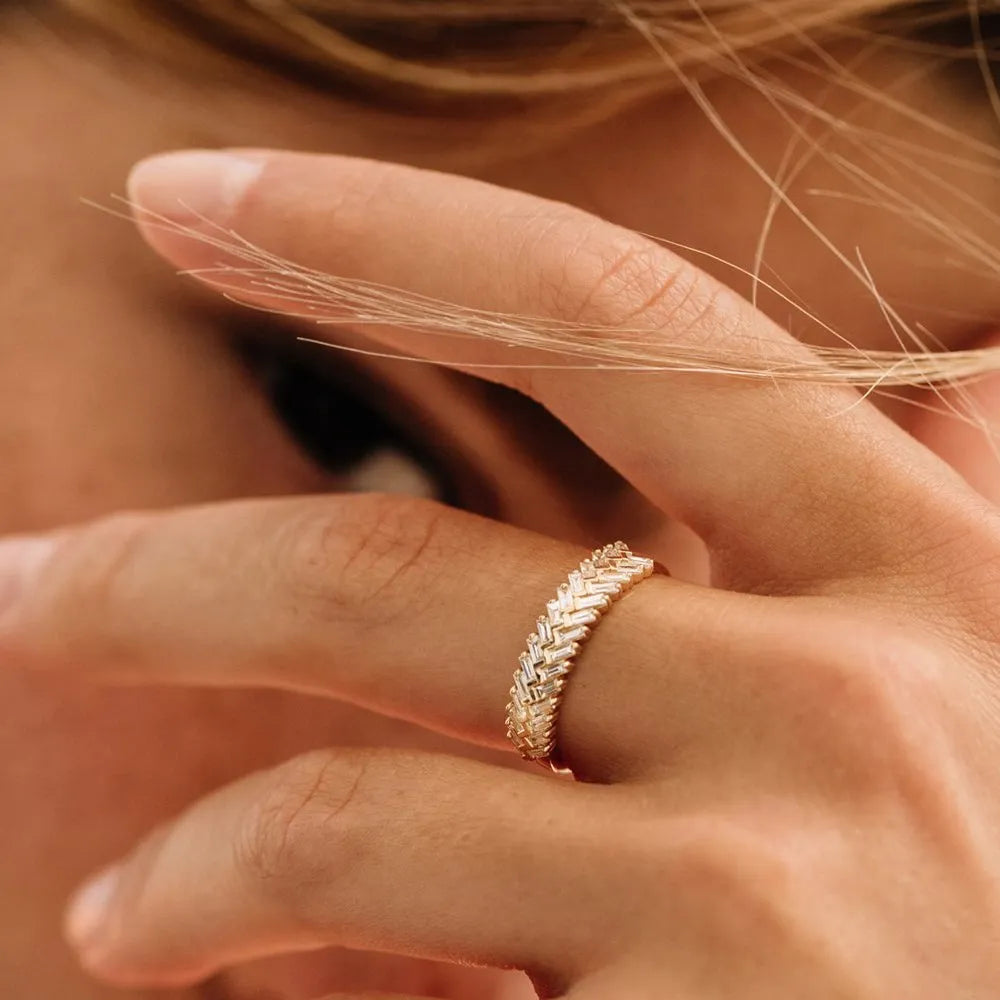 14k Gold 0.62 ctw Step Baguette Diamond Channel Prong Setting Ring