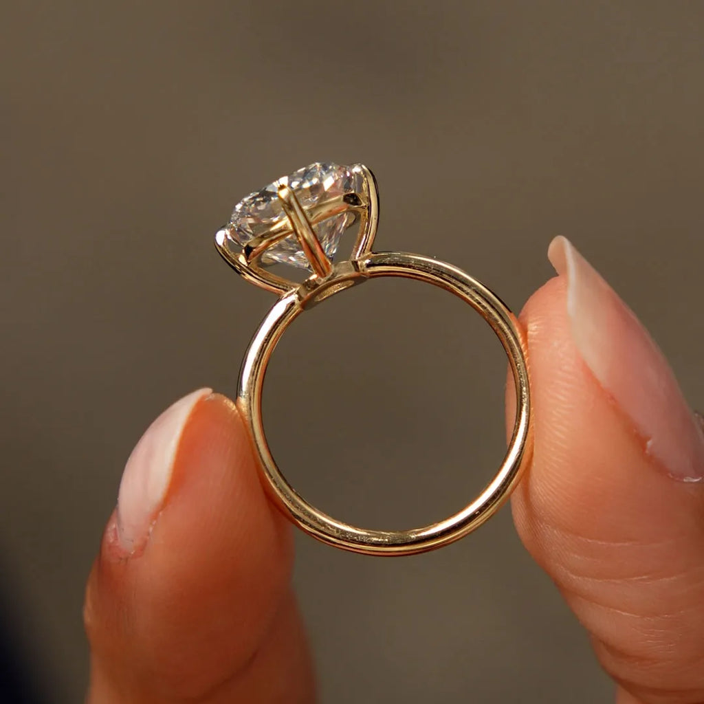 14K Gold 5.05 Carat Cushion Cut Lab Grown Diamond Solitaire Engagement Ring Seloria