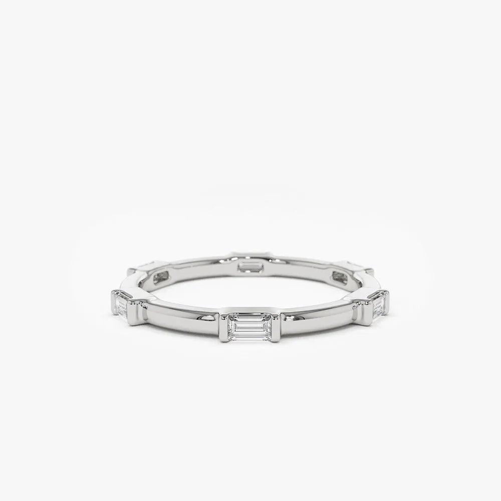 14k Gold Baguette Diamond Channel Set Stackable Eternity Ring 0.30ctw